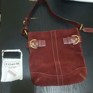 Brand new suede Burgundy coach purse